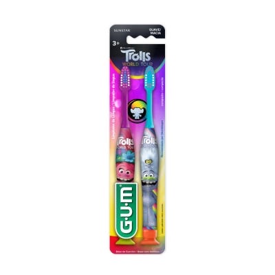 Gum Cepillo Dental Trolls Suave 3+ Años x2Un 