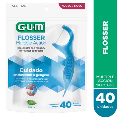 Hilo Dental Gum Con Mango Menta Refrescante x40m