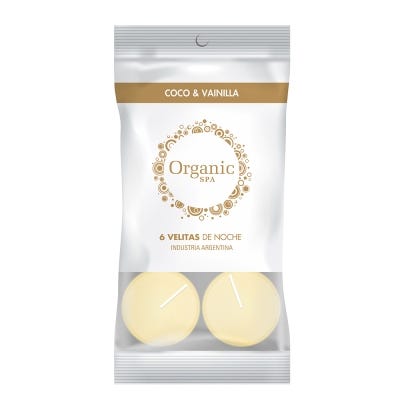 Organic Spa Velas x6un Coco Y Vainilla 88Gr