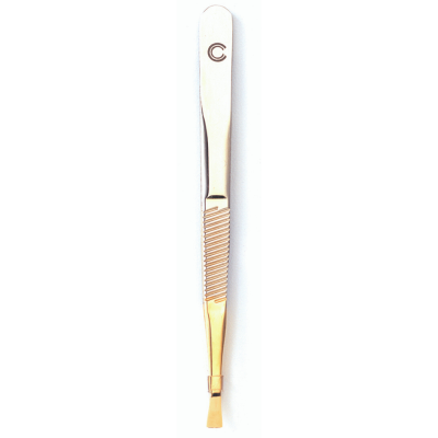 Pinza Depilatoria Basiccare P.chata Dorada x8.5cm