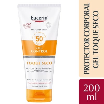 Protector Solar Eucerin Sun FPS50 Corporal Toque Seco x200ml