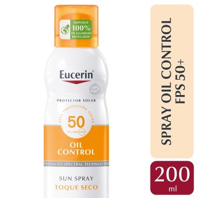 Protector Solar Eucerin Sun SPF50 Spray Transparente Toque Seco x200ml