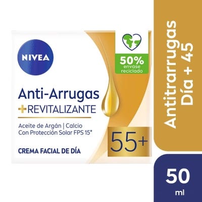 Crema Facial Revitalizante Nivea Antiarrugas +55 x50ml