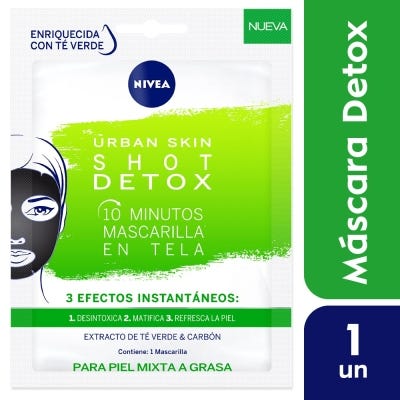 Mascarilla facial NIVEA Urban Skin Shot Detox Piel mixta a grasa x 1 ud