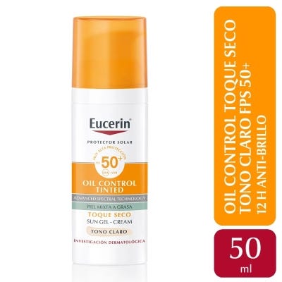 Protector solar Eucerin Oil Control Toque Seco Tono claro FPS 50+ x50ml