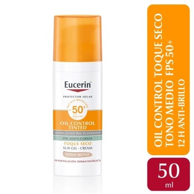 Protector solar Eucerin Oil Control Toque Seco Tono medio FPS 50+ x50ml