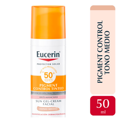 Protector solar facial Eucerin Pigment Control Tono medio FPS 50+ para todo tipo de piel x 50 ml