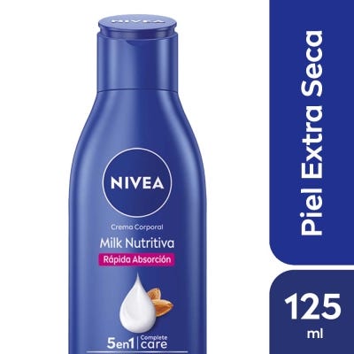 Crema Corporal Nivea Milk Nutritiva 5 en 1 Para Piel Extra Seca x125ml