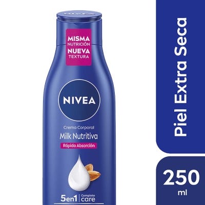 Crema Corporal Nivea Milk Nutritiva 5 En 1 Para Piel Extra Seca x250ml