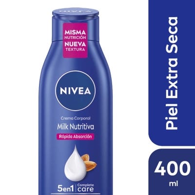  Crema Corporal Nivea Milk Nutritiva 5 En 1 Para Piel Extra Seca x400ml