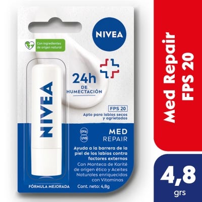 Protector labial humectante NIVEA Med Repair FPS 20 x 4,8 gr