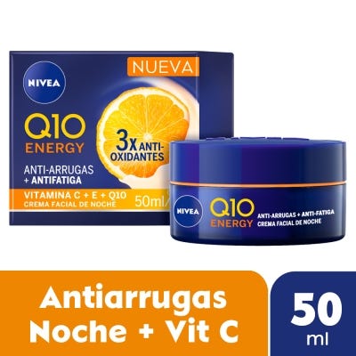 Crema Facial de Noche Nivea Q10 Energy Piel más radiante x50ml.