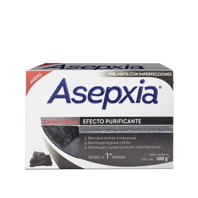 Jabón De Tocador Asepxia Carbón Détox Barra x100gr