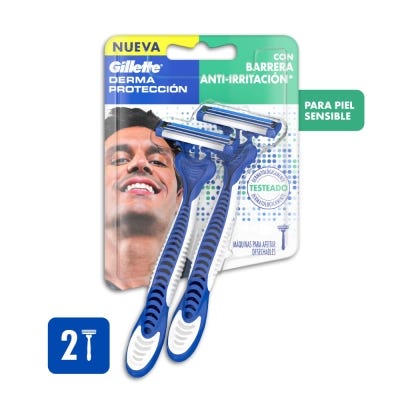 Maquina Afeitar Desechable Prestobarba3 Derma Protección x2un