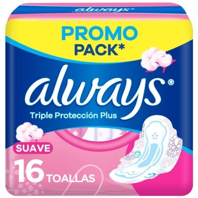 Toallas Femeninas Always Triple Protect Plus Suave x16Un