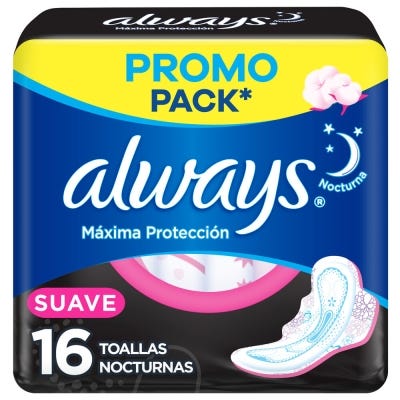 Toallas Femeninas Always Max Prot Noche Suave x16Un