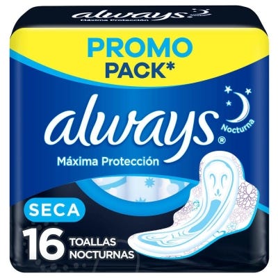 Toallas Femeninas Always Max Prot Noche Seca x16Un