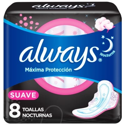 Toallas Femeninas Always Max Prot Noche Suave x8Un