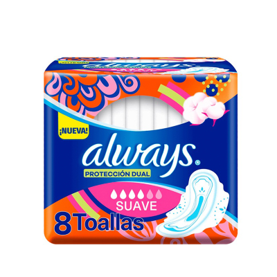 Toallas Femeninas Always Protect Y Confort Suave x8Un