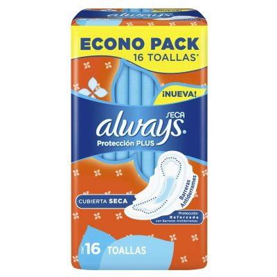 Toallas Femeninas Always Protect Y Confort Seca x16Un