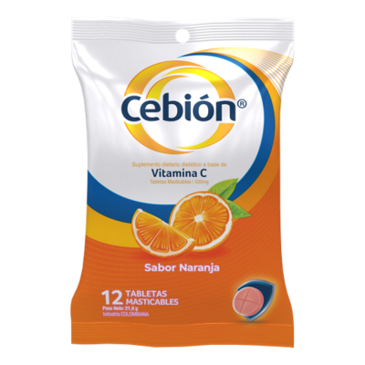 Suplemento Vitaminico Cebion Masticables Naranja x12cmp