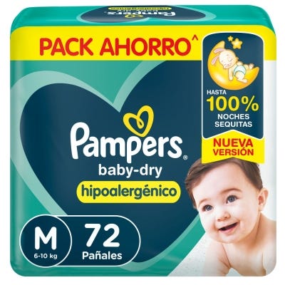 Pañales Pampers BabyDry Mediano x72un