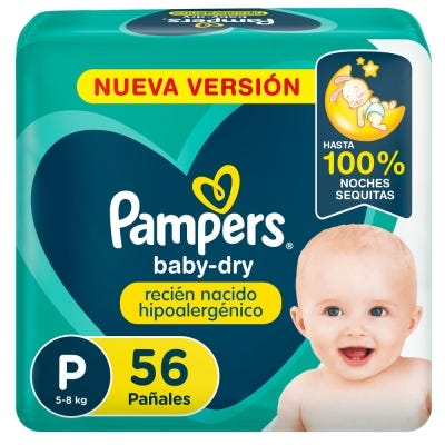 Pañales Pampers BabyDry Talle P x56un