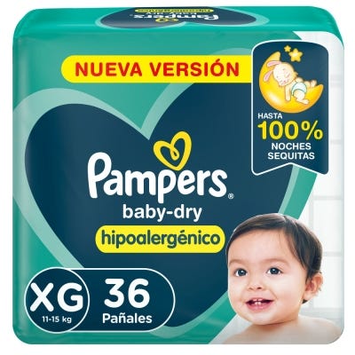 Pañales Pampers BabyDry Talle XG x36un