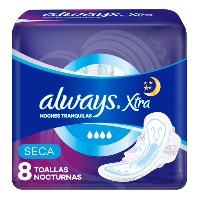 Toallas Femeninas Always Noche triple proteccion x8un