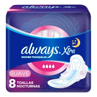 Toallas Femeninas Always Nocturnas suave x8un