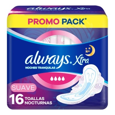 Toallas Femeninas Always Nocturnas suave x16un