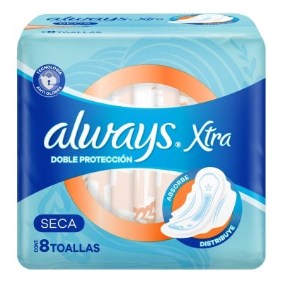 Toallas Femeninas Always Xtra Doble Proteccion Seca x8un