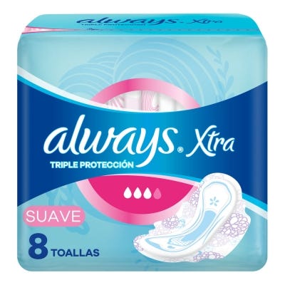 Toallas Femeninas Always Dia triple proteccion x8un