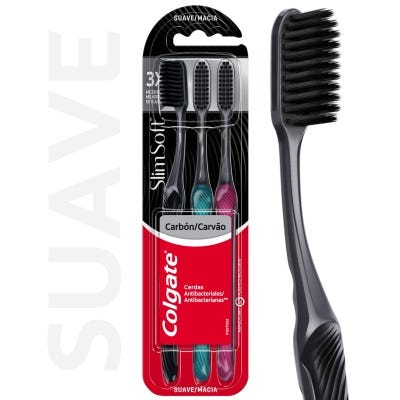 Cepillo Dental Colgate Slimsof Charcoal 3Pcs