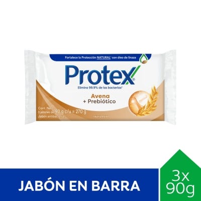 Jabon De Tocador Avena + Prebioticos Protex 90Gr 3Un