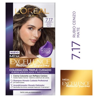 Coloración Excellence 7.17-Matizador Rubio Cenizo Matte