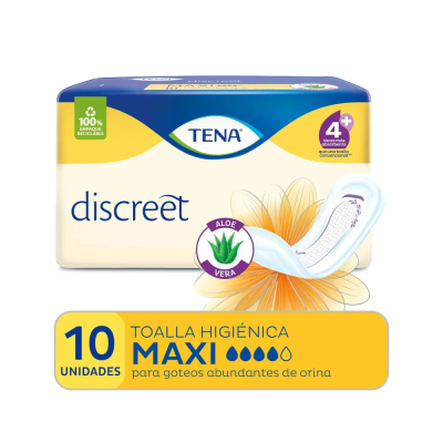 Toallas Femeninas Discreet Tena Maxi C/Aloe x10