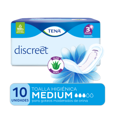 Toallas Femeninas Discreet Tena Medium C/Aloe x10