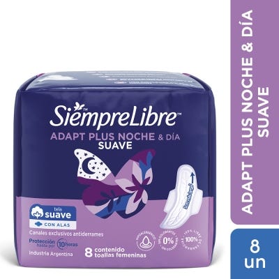 Toallas Femeninas Siempre Libre Adapt Plus Noche Y Dia Suave x8un