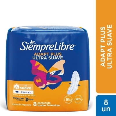 Toallas Femeninas Siempre Libre Adapt Plus Sin Alas x8un