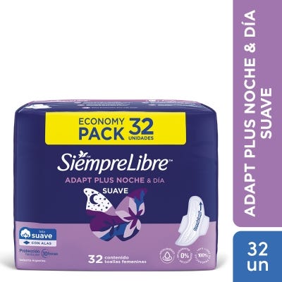 Toallas Femeninas Siempre Libre Adapt Plus Noche y Dia Seca x32un