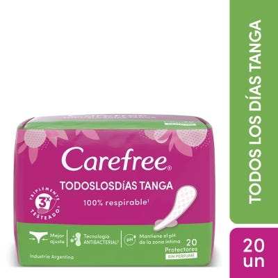 Protectores Diarios Carefree Todos Los Dias Tanga x20un