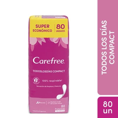 Protectores Diarios Carefree Todos Los Dias Compact x80un