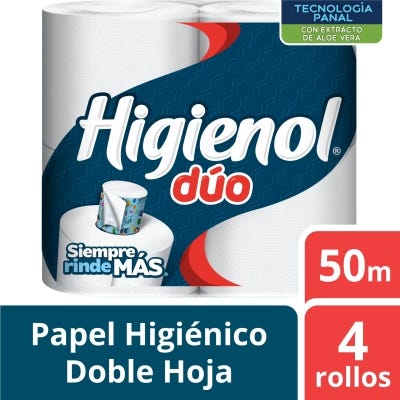 Papel Higienico Higienol Doble Hoja Duo Aloe Panal 50m x4