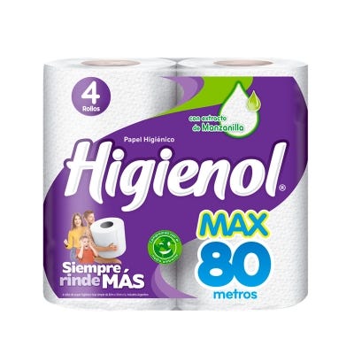 Papel Higiénico Higienol Max Manzanilla 4u x80m