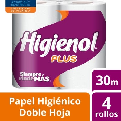 Papel Higienico Higienol 30mt Doble Hoja Plus x4