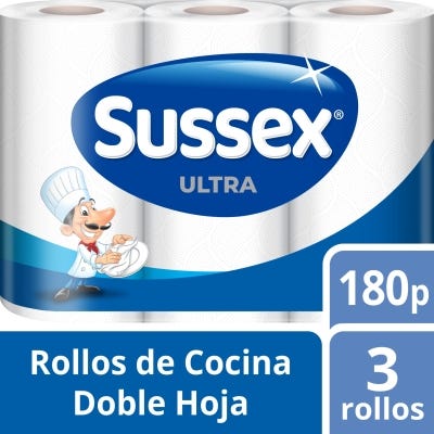 Rollo De Cocina Sussex Ultra 60 Paños x3