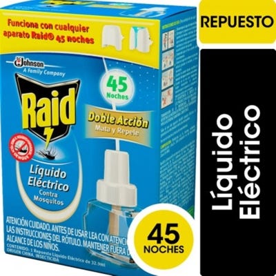 Raid Repelente 45 Noches Liquido Eléctrico Rep.