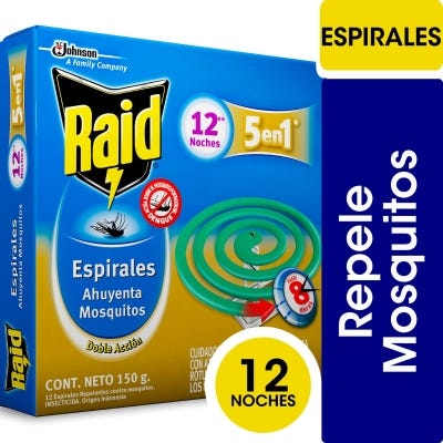 Raid Espirales Para Mosquitos x150g 12 Noches