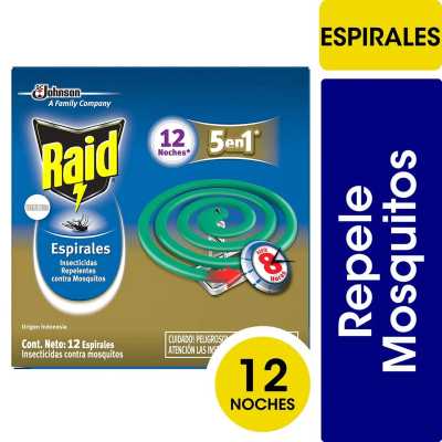 Espirales P/mosquitos Raid 12 Noches x150gr
